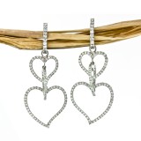 3 Tier Heart Diamond Drop Earrings 2.02Cts tw